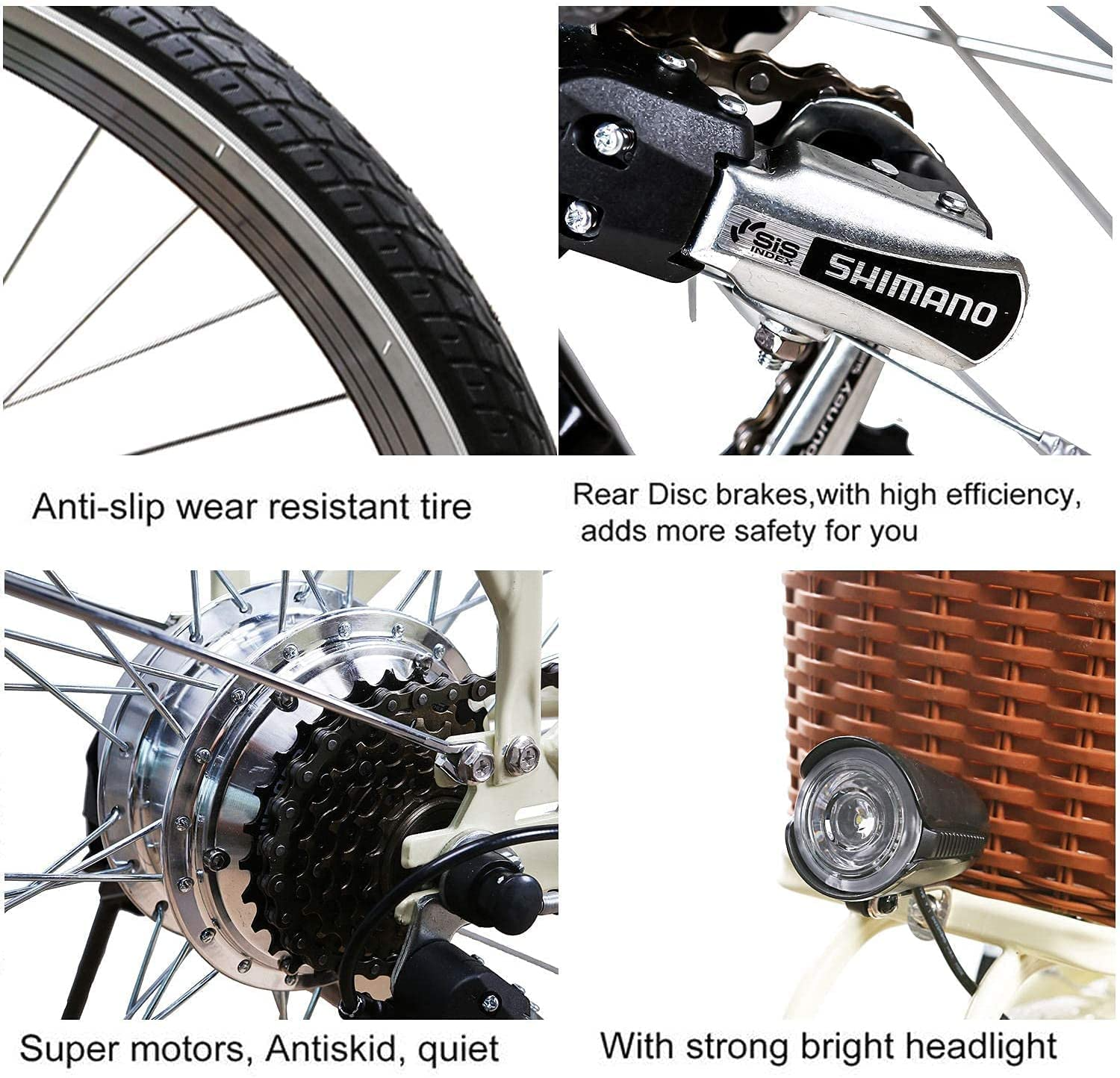 Electric Bike for Adult 350W Ebike 18-22MPH 45-60 Miles 26