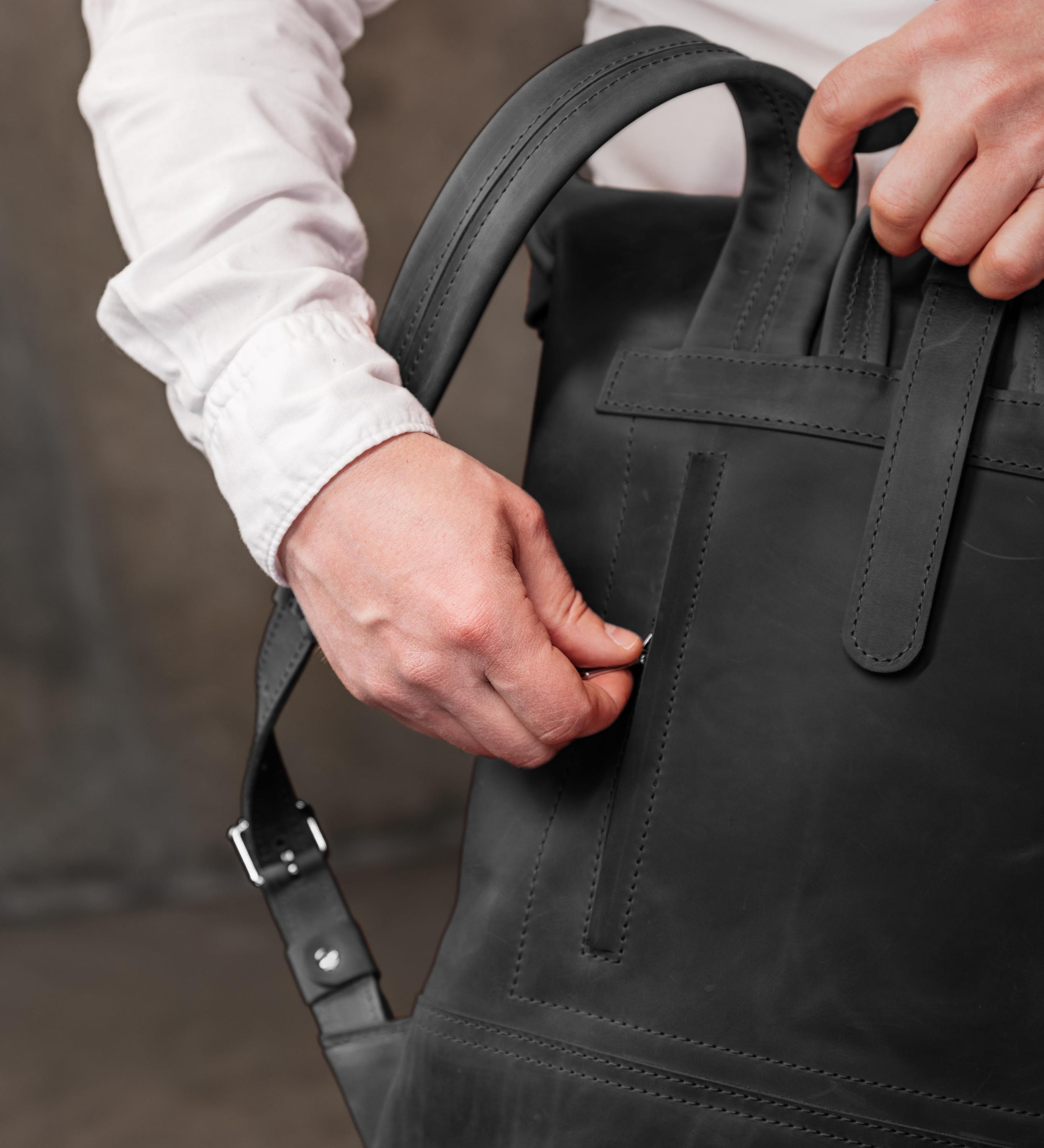 The Rolltop Leather Backpack