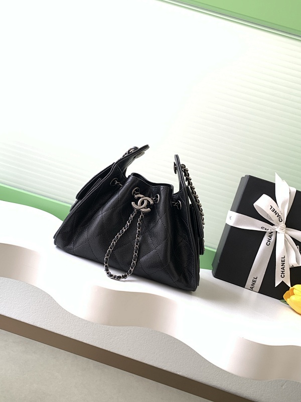 Chanel Drawstring Hobo Bag Black Mini