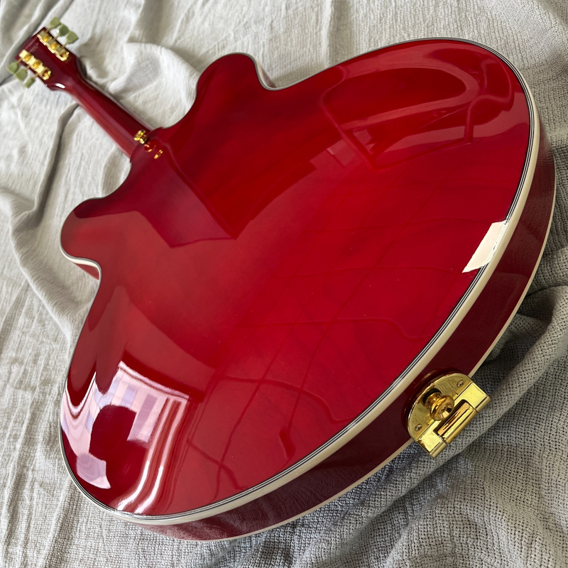 Electric Guitar ES 335 Red Semi Hollow Neck HH Pickups Gold Hardware