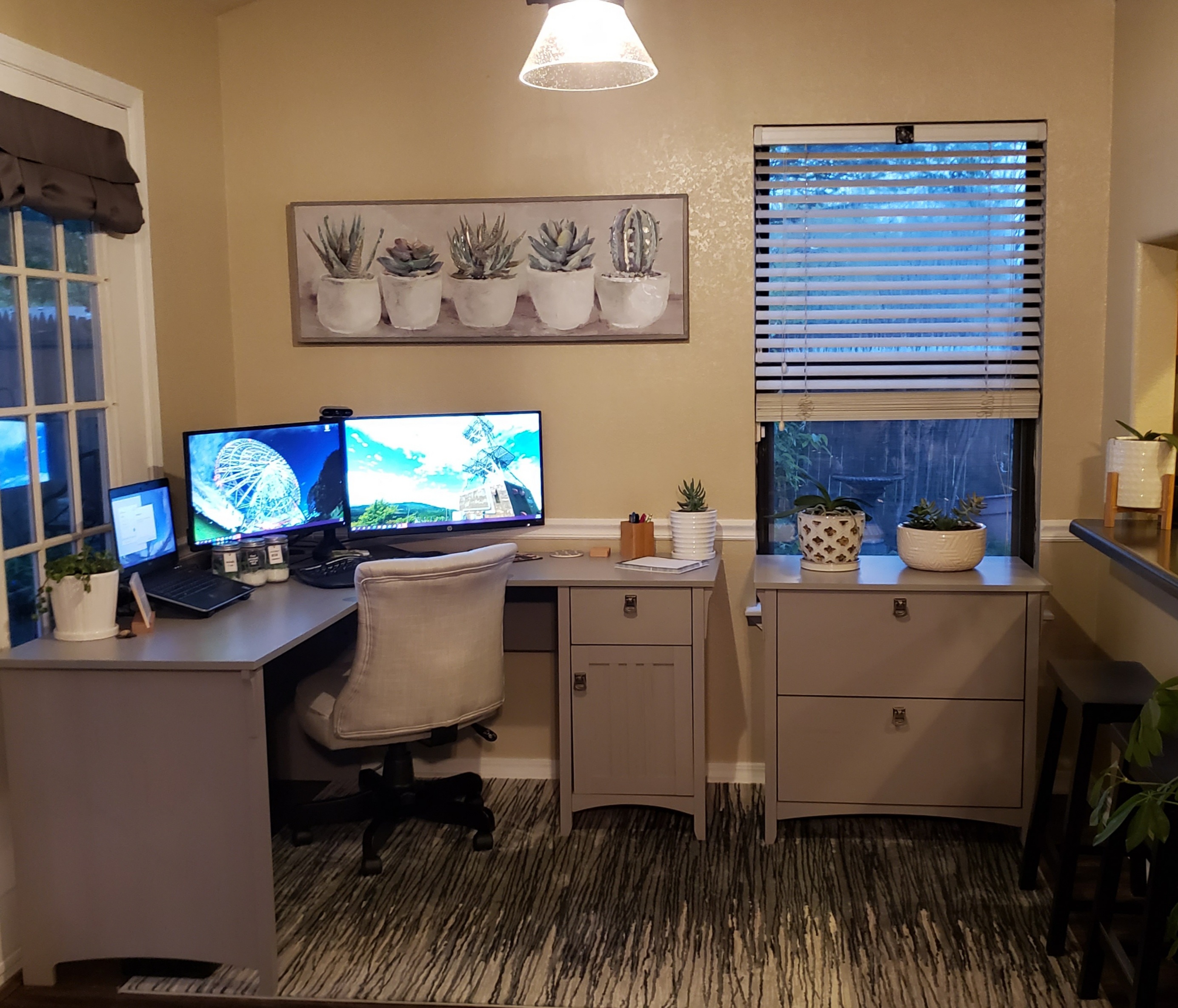 Bush Furniture Salinas 60W L Shaped Desk with Mid Back Tufted