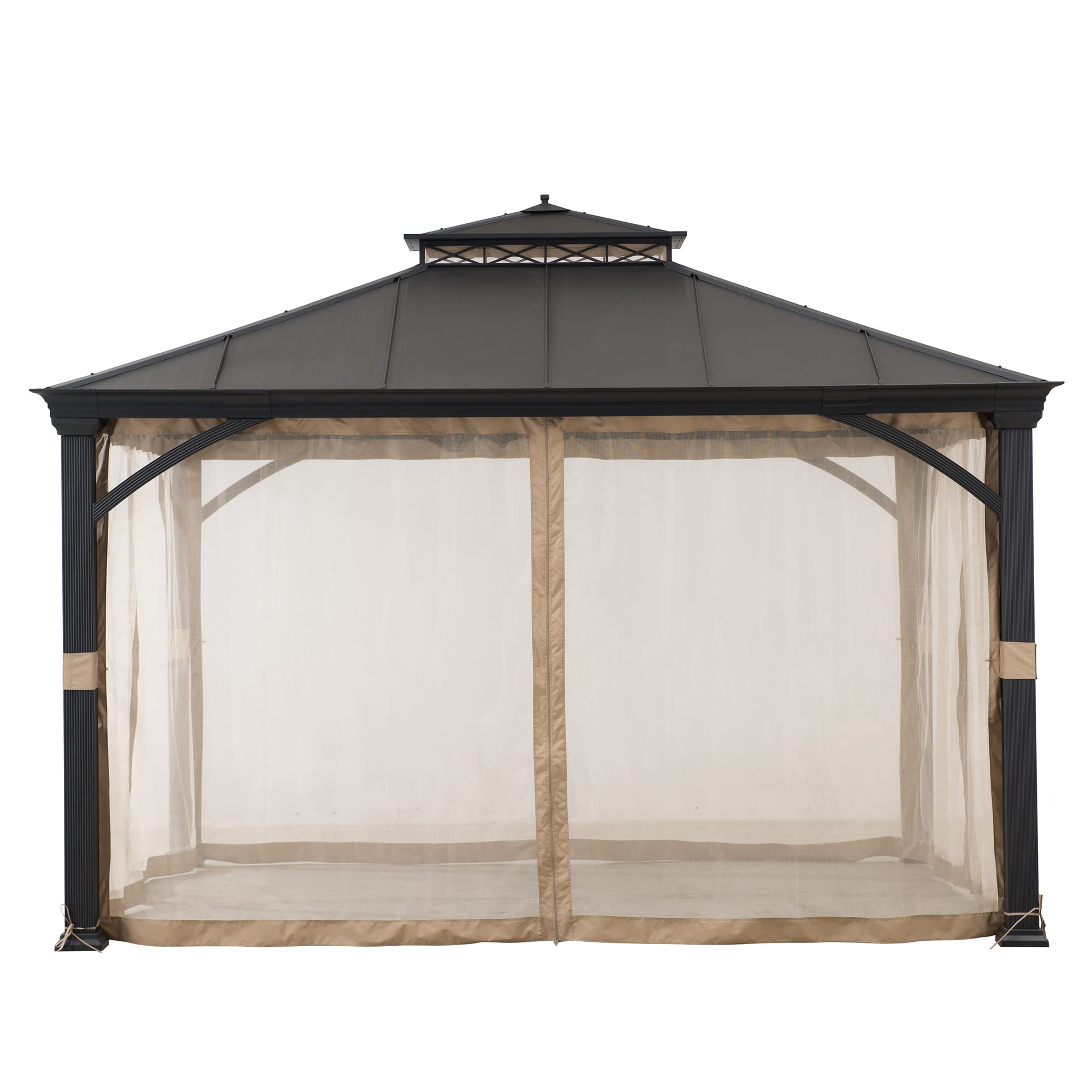 10.5x12.5 ft. Patio Black Steel Frame Hardtop Gazebo with