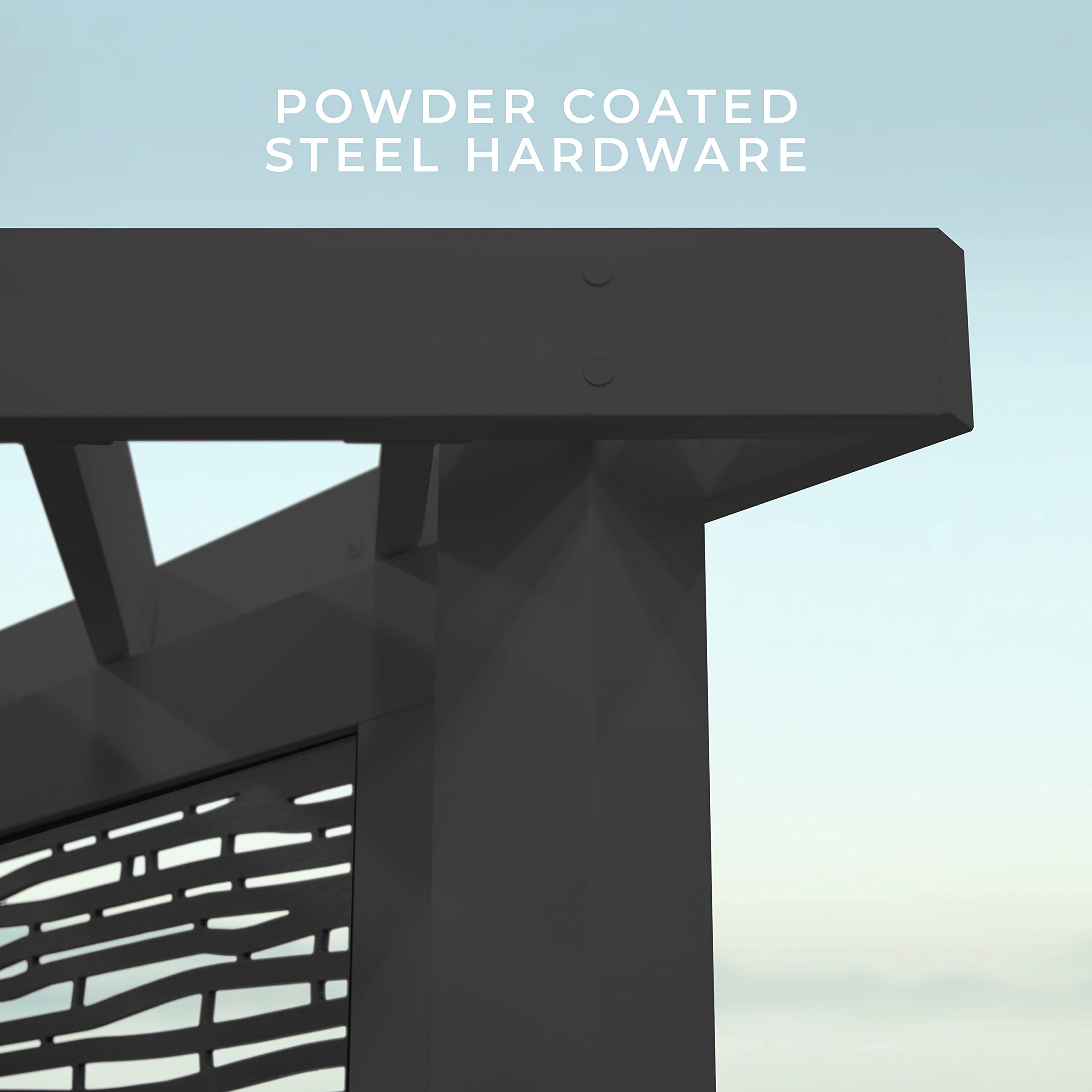 Glendale Modern Steel Cabana Pergola with Conversation Seating