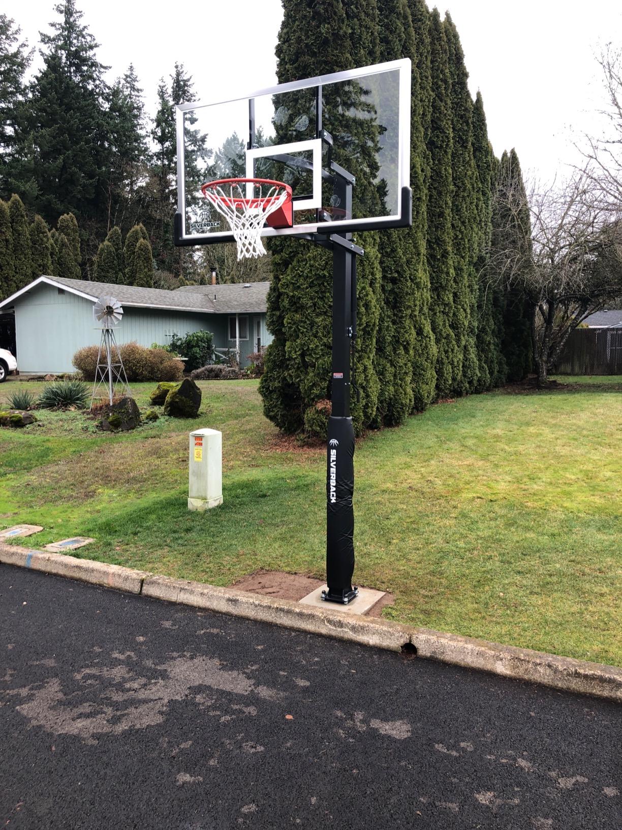 Ground Basketball Hoop with Adjustable-Height Tempered Glass