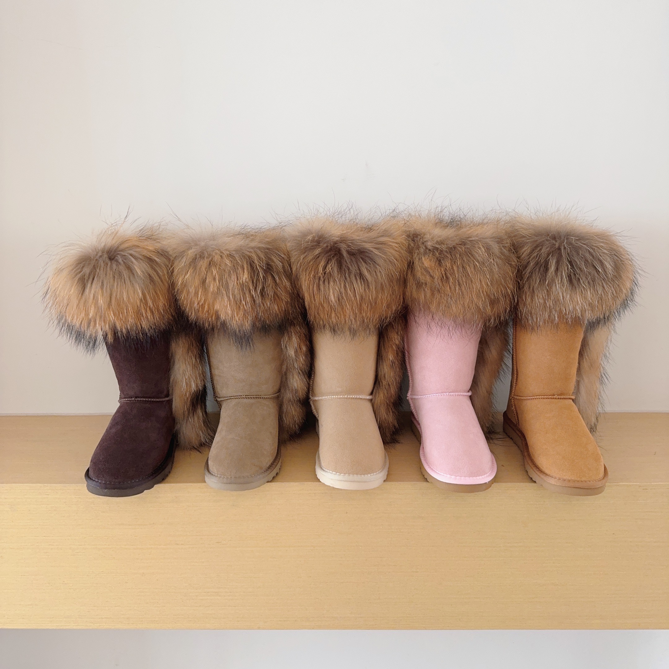5815 Genuine Fur Trim Tall Boots
