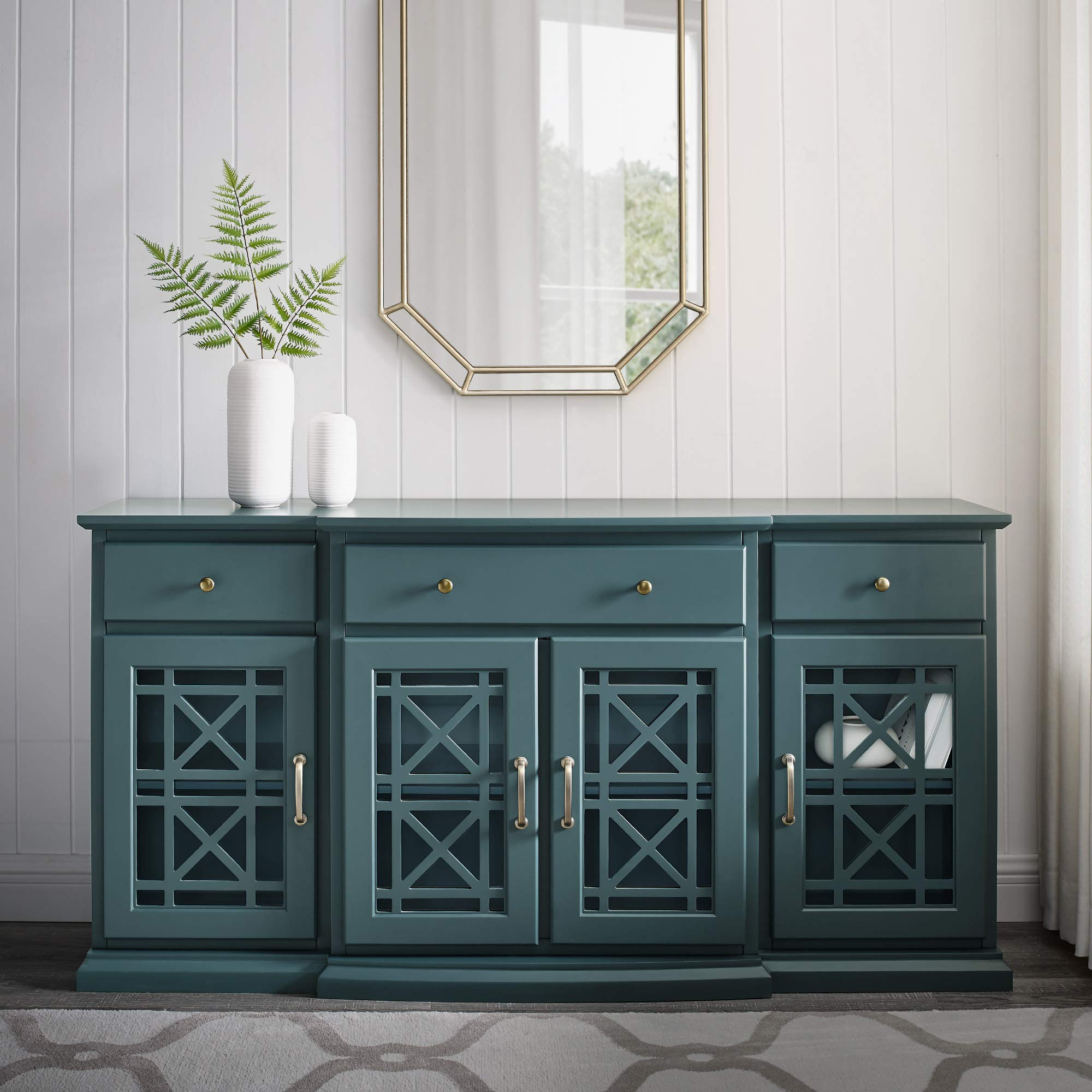 Modern Wood Glass Door Buffet Sideboard Living Room - Dining