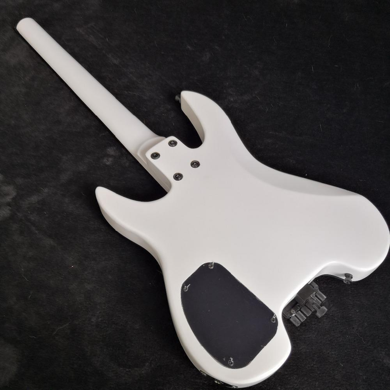 Hand Painted Lion White Headless Electric Guitar Vibrato Bridge&percussion Stick