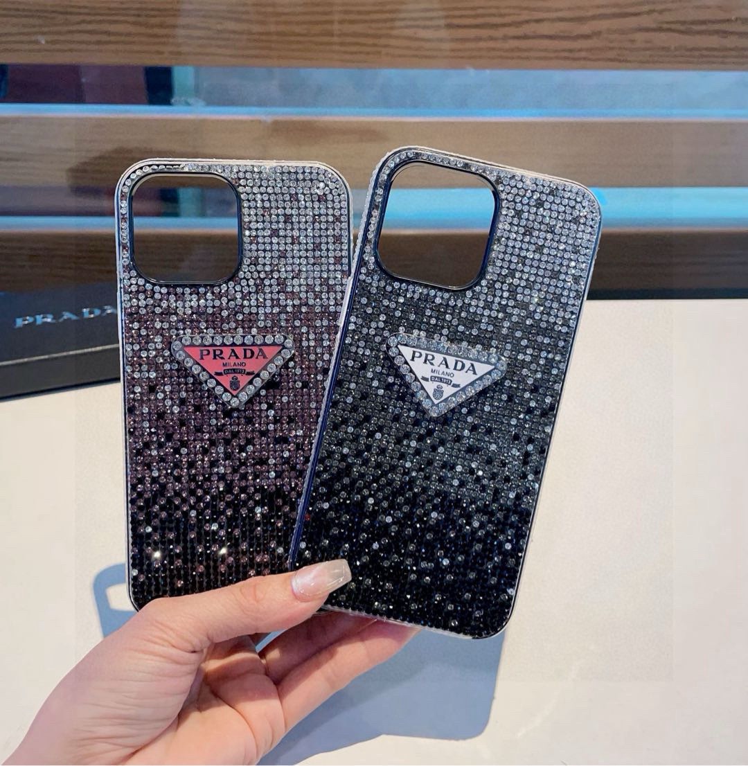 Prada Style Gradient Full Rhinestone Glitter Phone Case