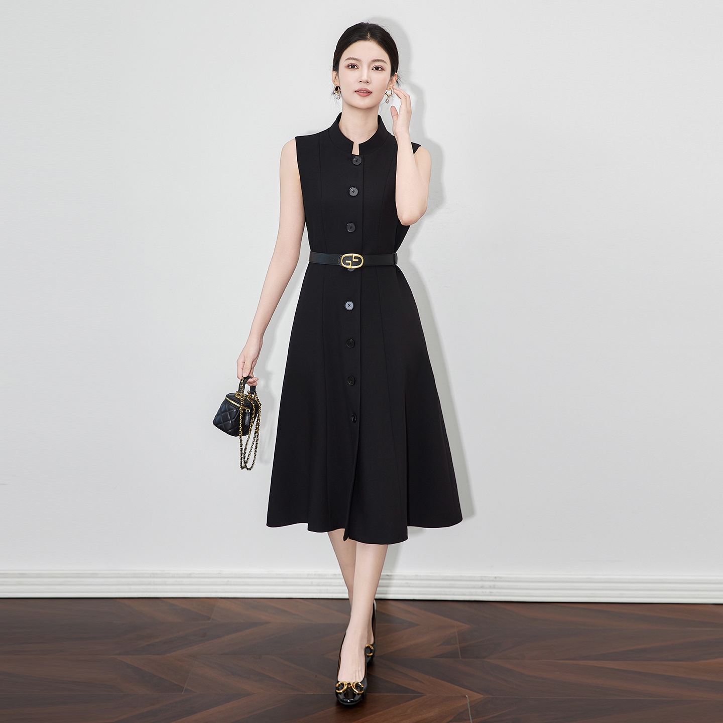 Women V-Neck Lace-up High waist Elegant A-Line Dresses