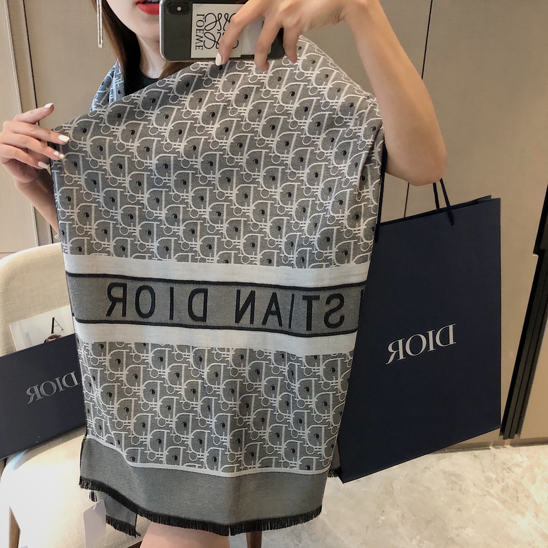 Dior Oblique Scarf Grey and Pink product images