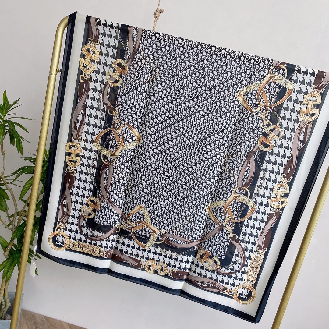 Dior Chain Print Scarf Grey and Blue 90 x 180 cm product images