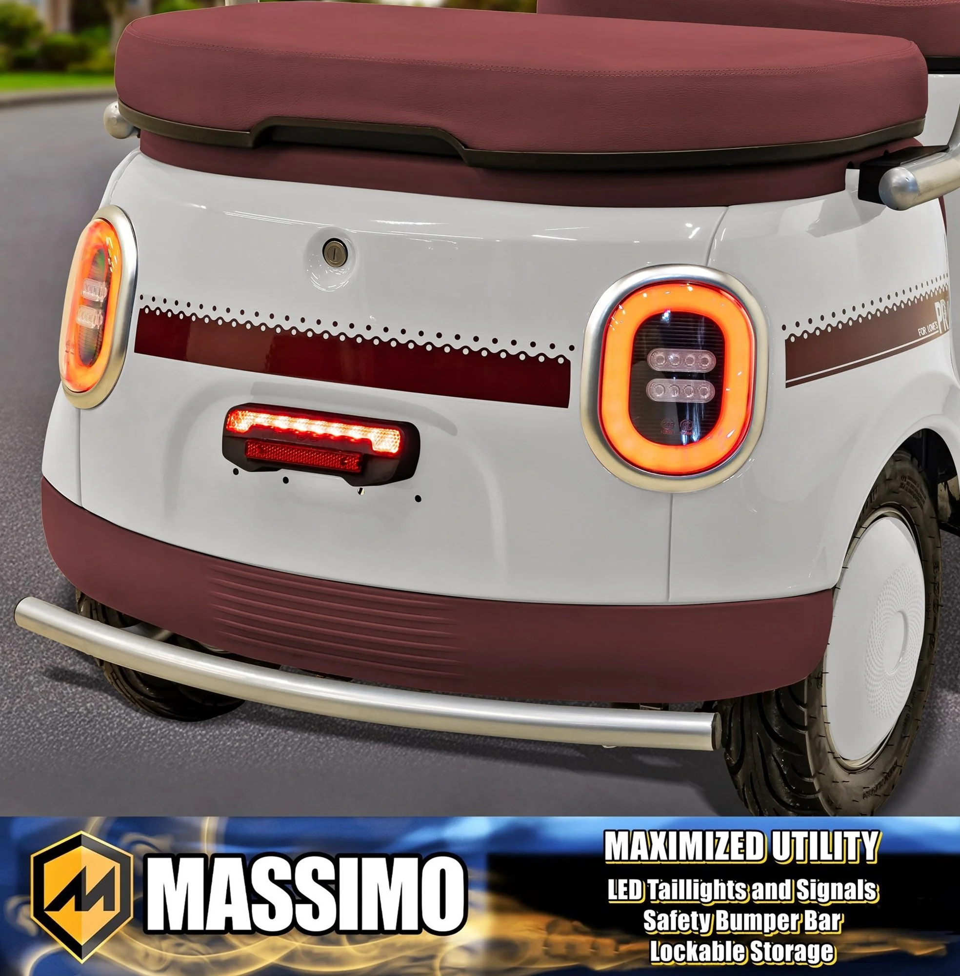 Massimo MGC Two-Seat 3-Wheel Electric Cart, Blue