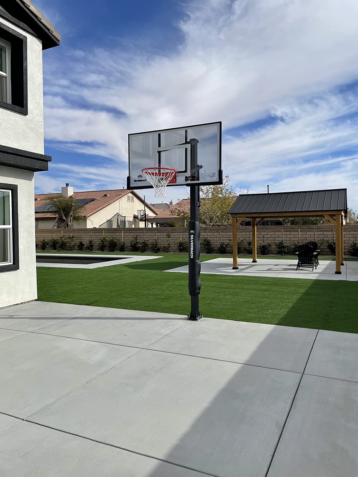 Ground Basketball Hoop with Adjustable-Height Tempered Glass