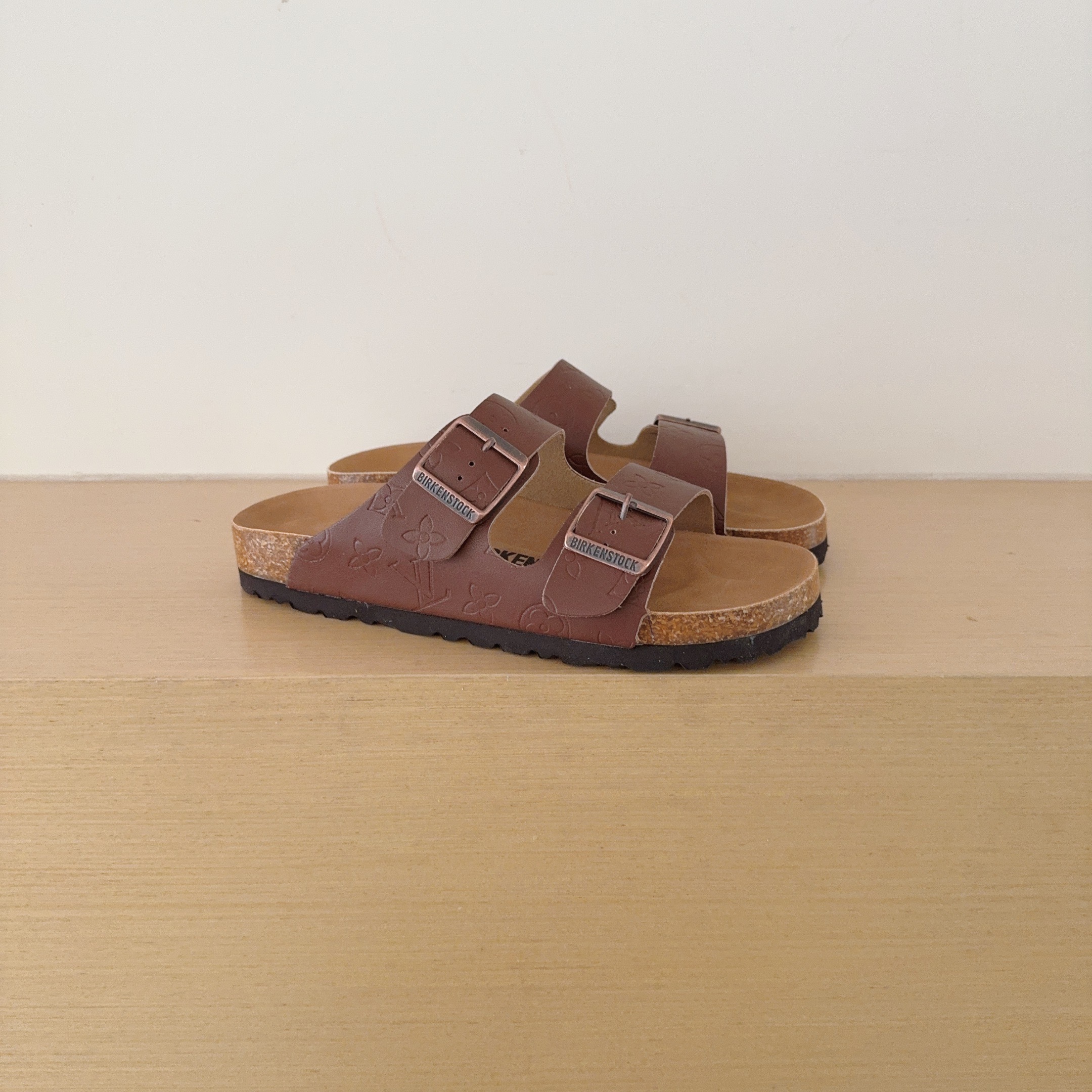 3 D Logo Birken-Style Two-Strap Sandals
