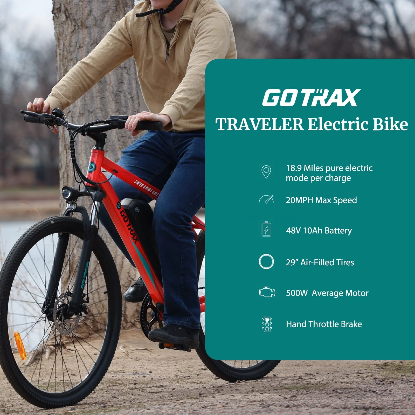 GOTRAX Traveler 29in Electric Bike, 500W, Orange