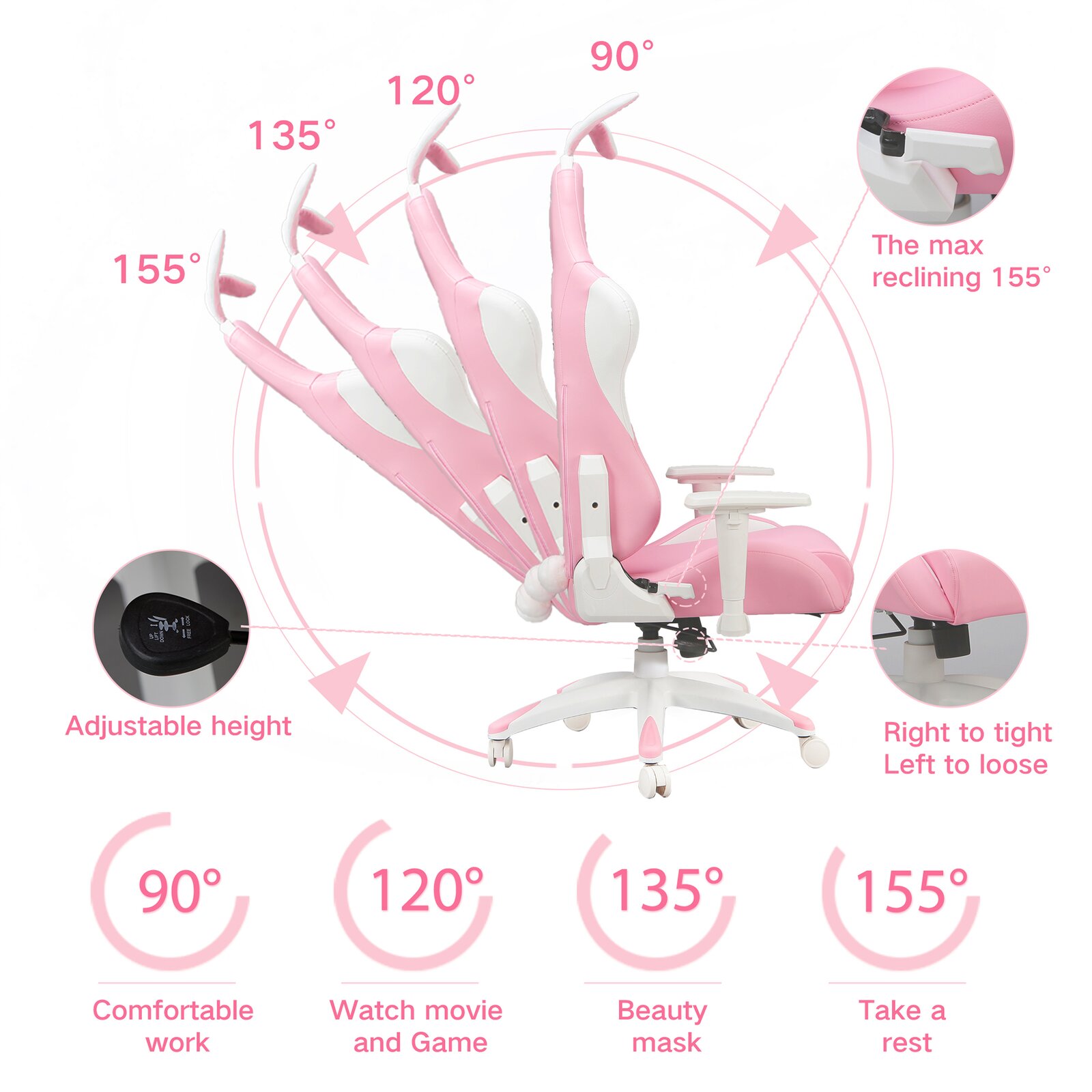 Racing Game Chair Autofull Adjustable Reclining Ergonomic