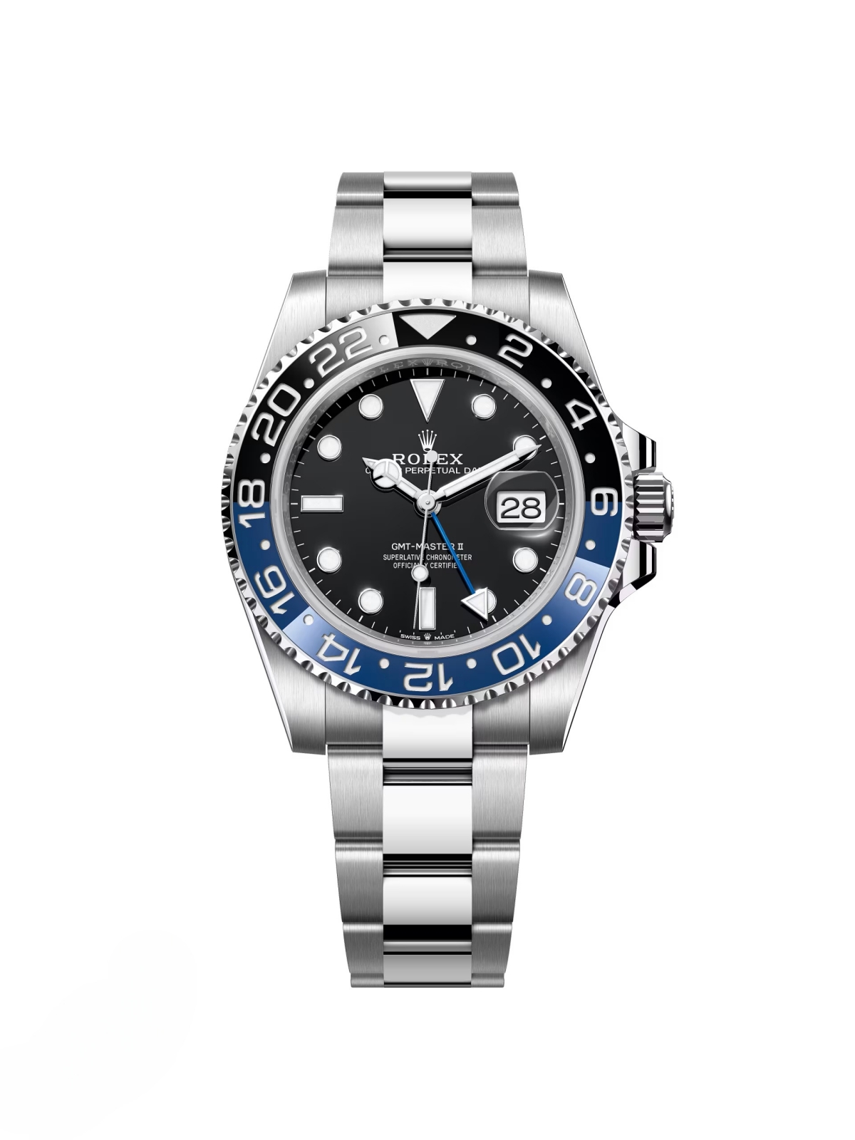 【Super Clone】RLX GMT-Master II 40 Watch - Black and Blue Batman Bezel - Black Dial - Oyster Bracelet | Ref m126710blnr-0003
