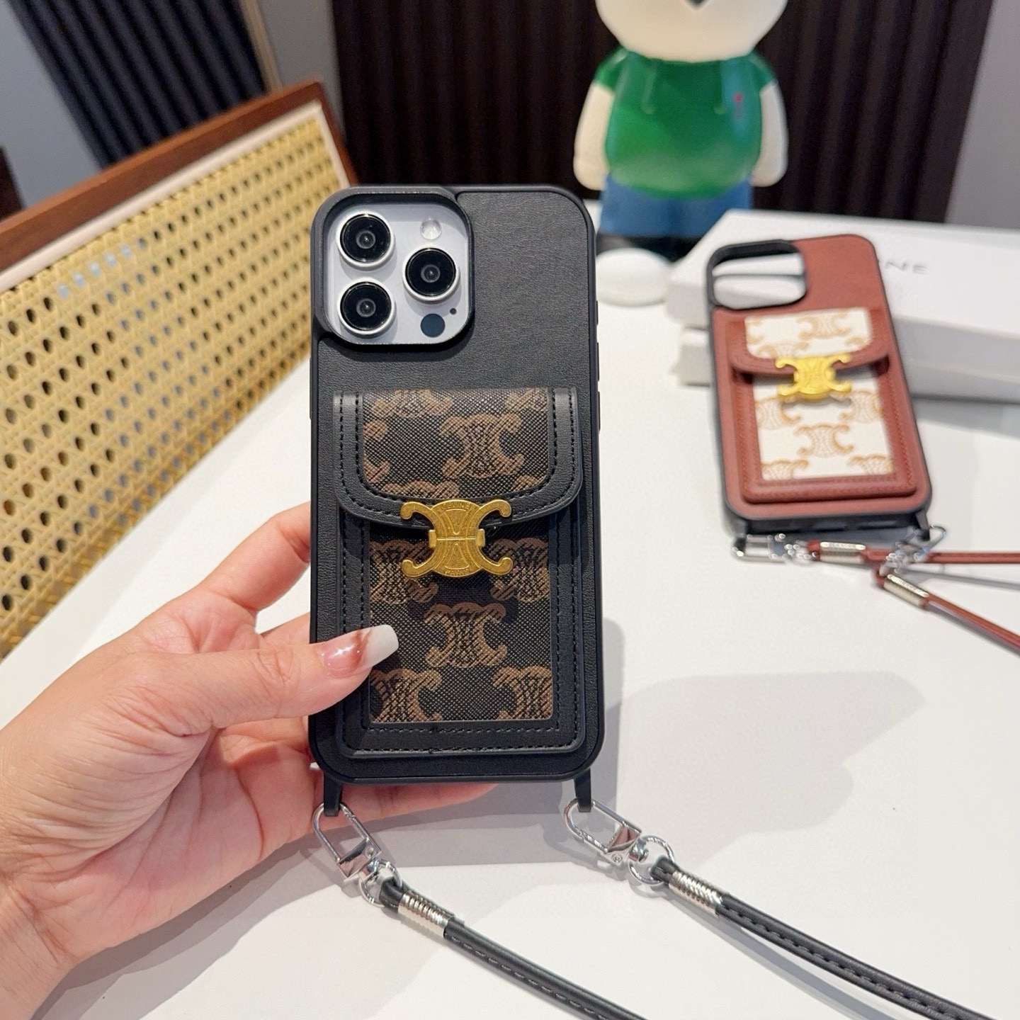 Celine Triomphe Monogram Card Holder Crossbody Phone Case