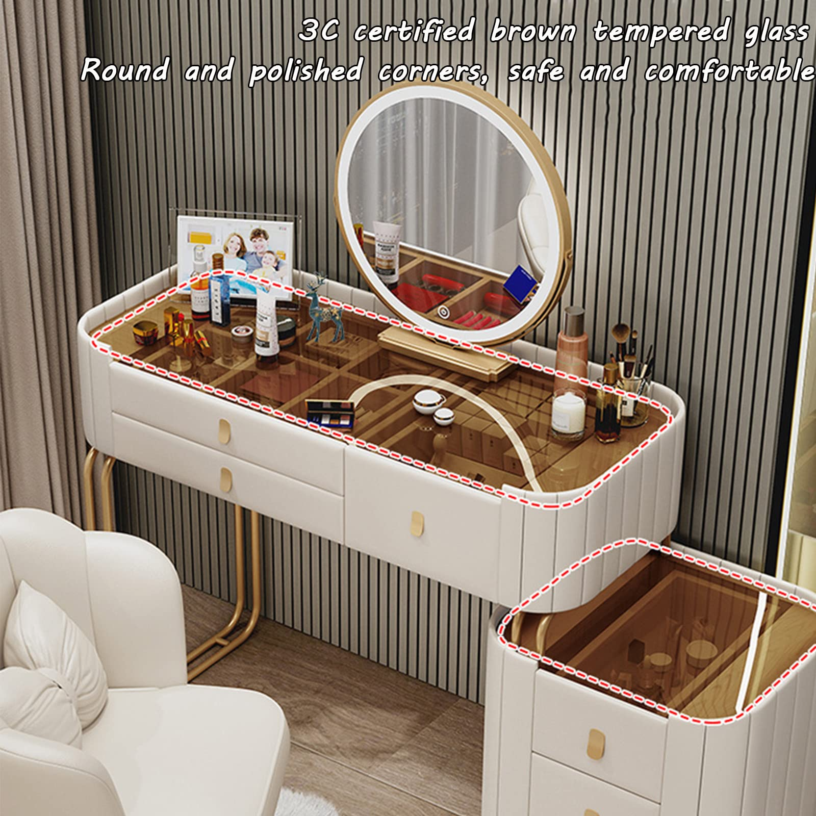 Modern Minimalist Slate Makeup Table Small Apartment Storage