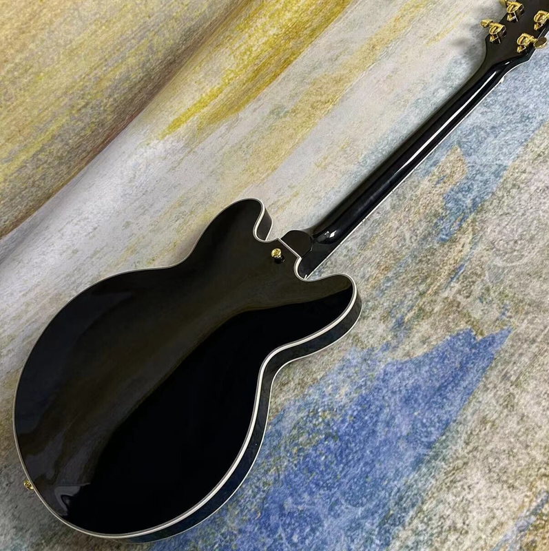 Electric Guitar Black Color Semi Hollow Body Bigsby Tremolo System Jazz