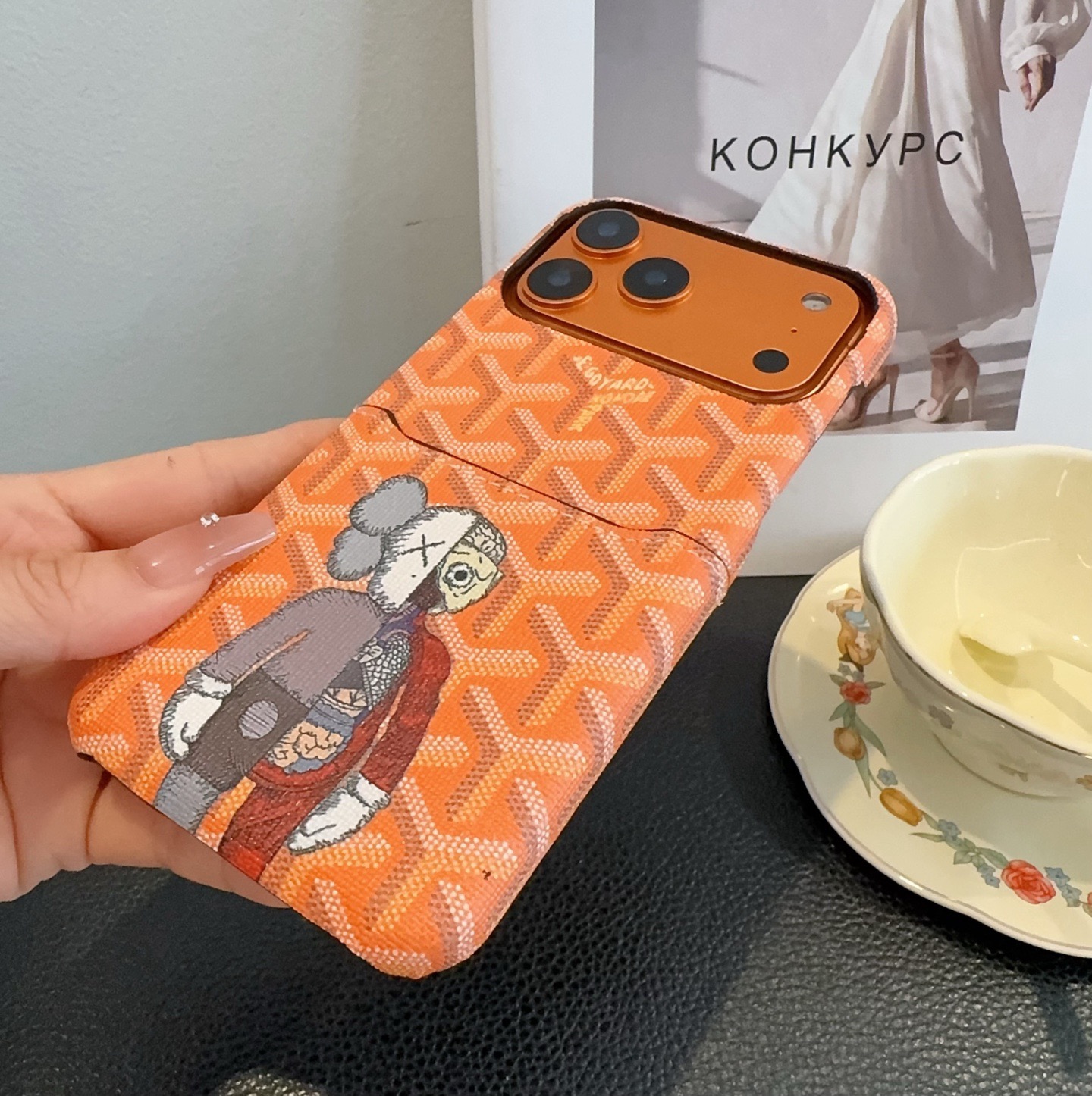 Goyard X KAWS Skeleton Collage Monogram Card Holder Luxury Phone Case