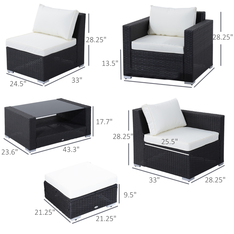 7Pc Rattan Set Patio Furniture Sofa Table Sectional Wicker