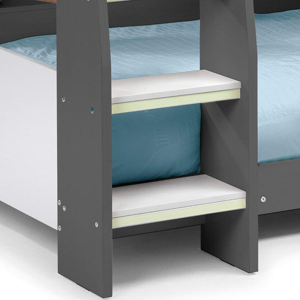 Kids Bunk Bed with Storage Shelves with 2x Pocket Sprung Mattress