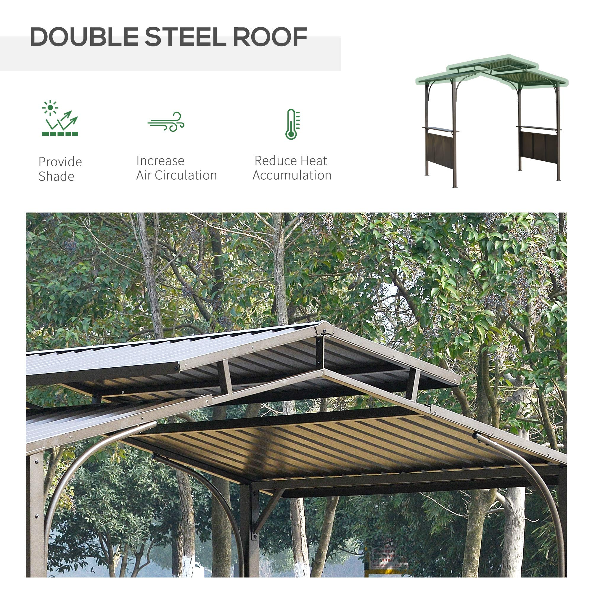 8'x5' BBQ Grill Gazebo with 2 Side Shelves