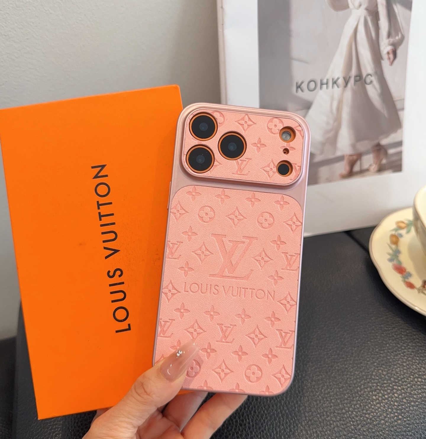Louis Vuitton Embossed Monogram Full Cover Luxury Phone Case