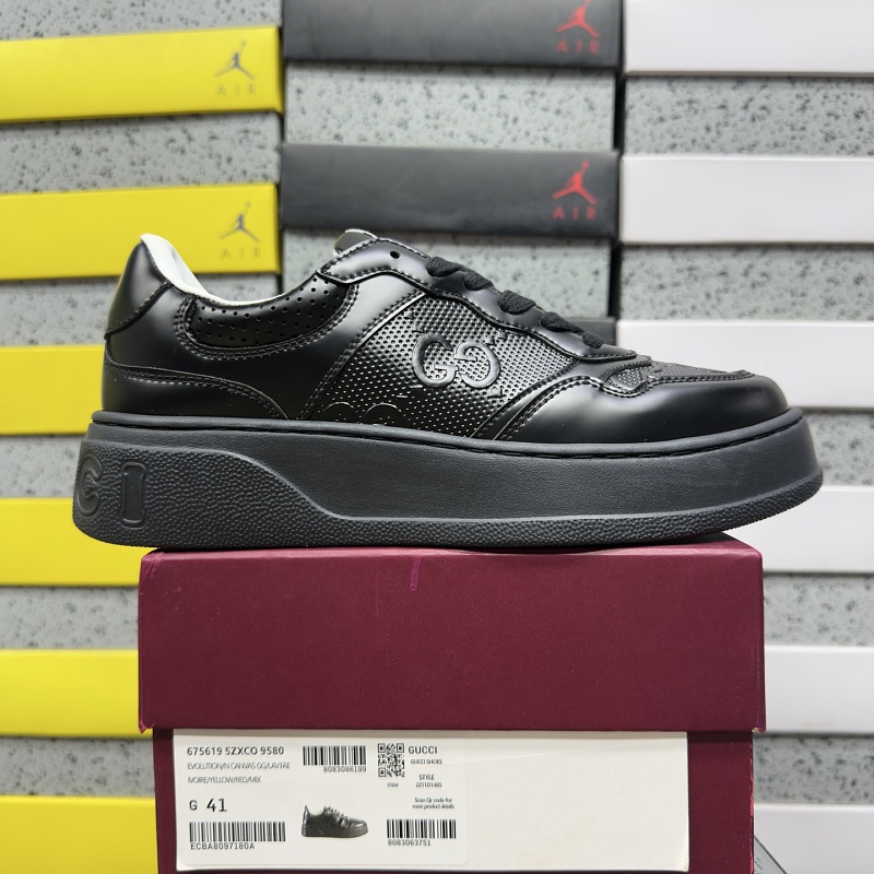 Gucci Chunky Triple Black Embossed Leather