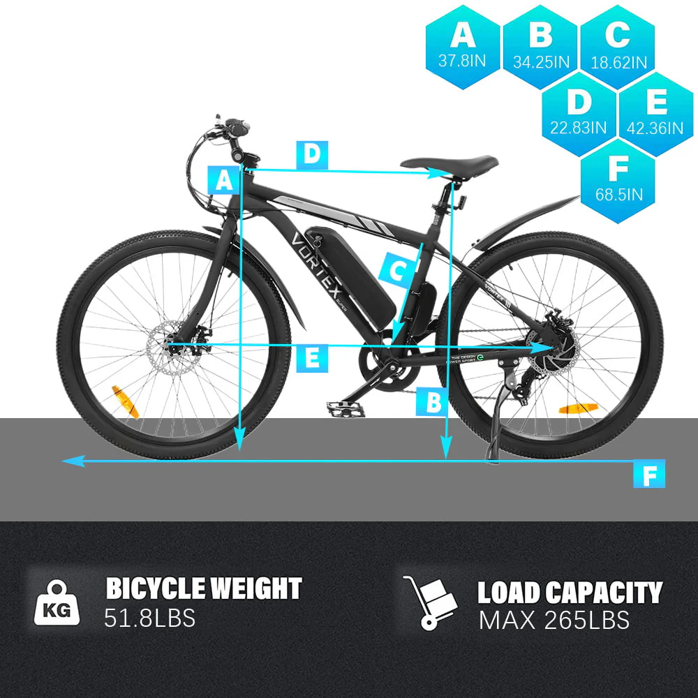 ECOTRIC 26in Electric City Bike, 350W, 36V, Black