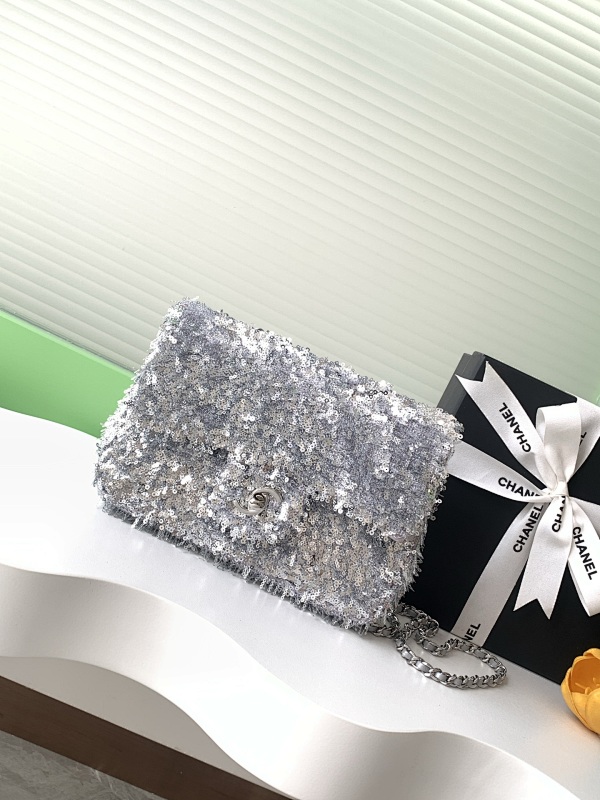 Chanel Sequin Flap Bag Silver