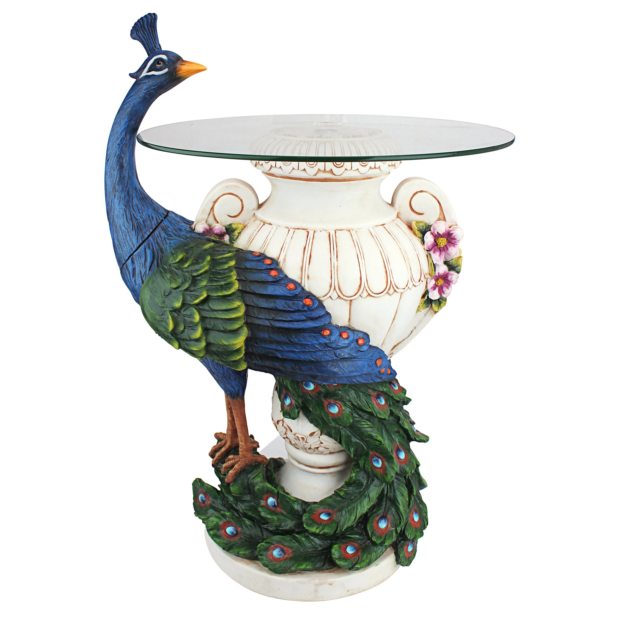 Staverden Castle Peacock Glass Topped Side Table