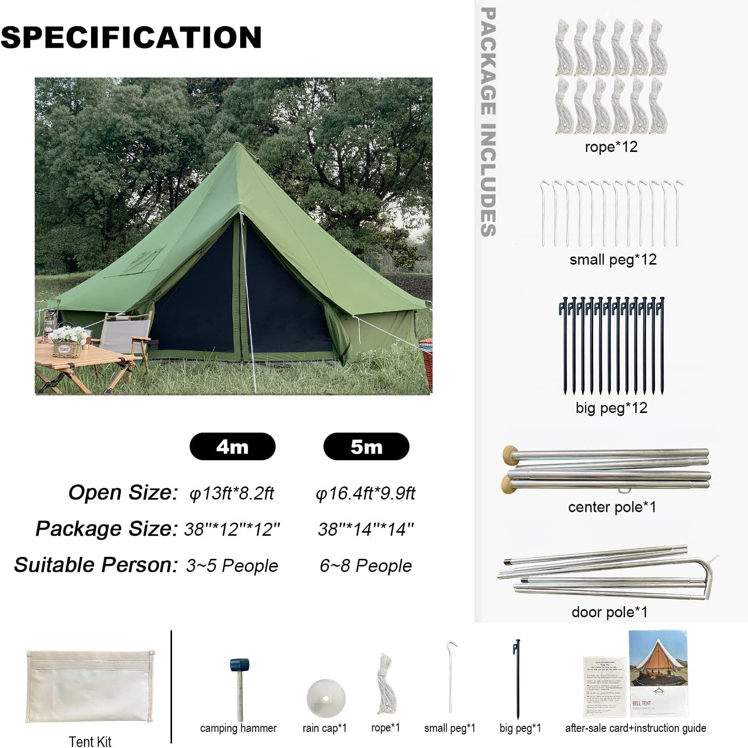 Breathable 100% Cotton Canvas Bell Tent