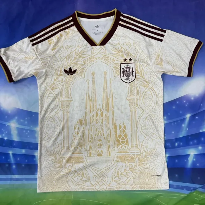 Spain 2026 White Gold Literature Graphic Special Edition Jersey - 2 Stars