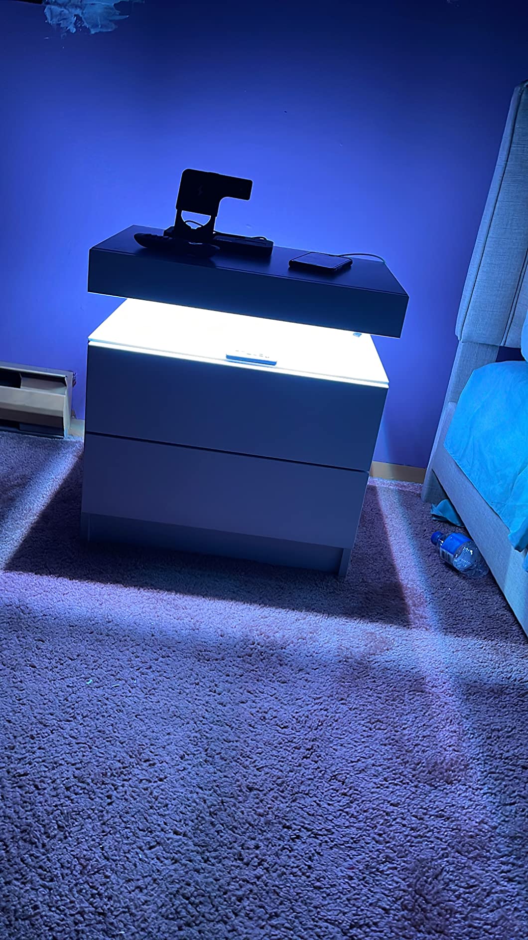 Nightstand Set of 2 LED Nightstand with 2 Drawers