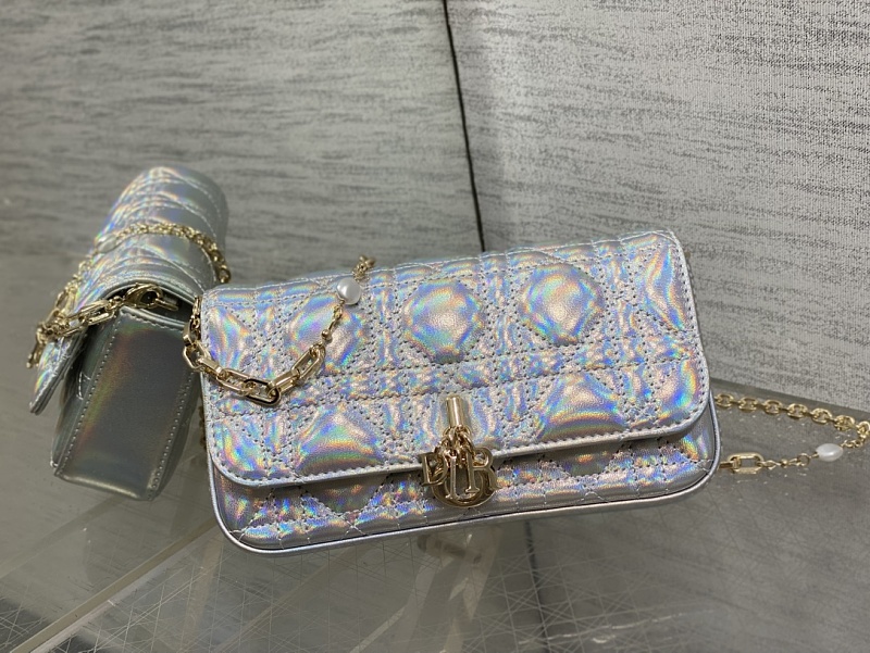 Dior Caro Iridescent Silver Bag