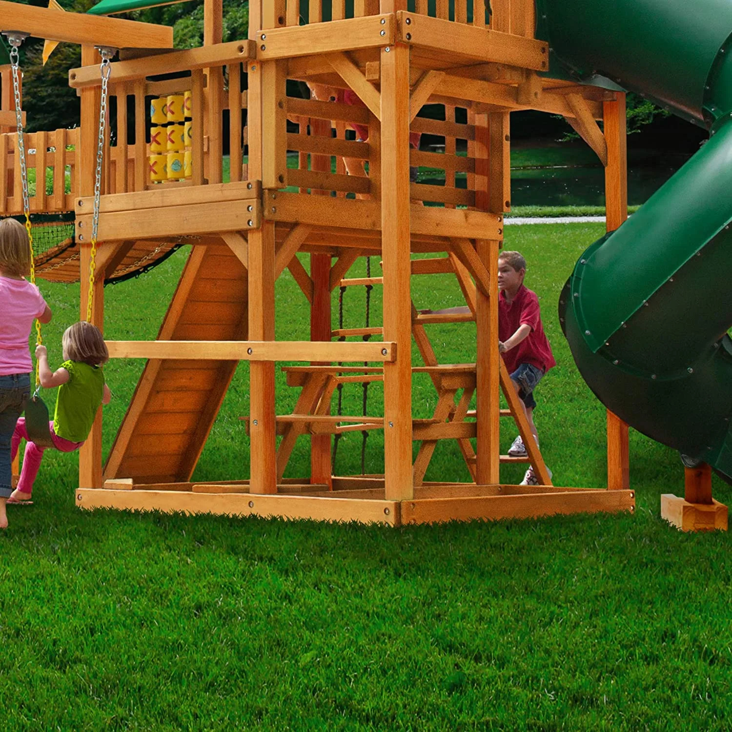 Treasure Trove I Swing Set with Wood Roof