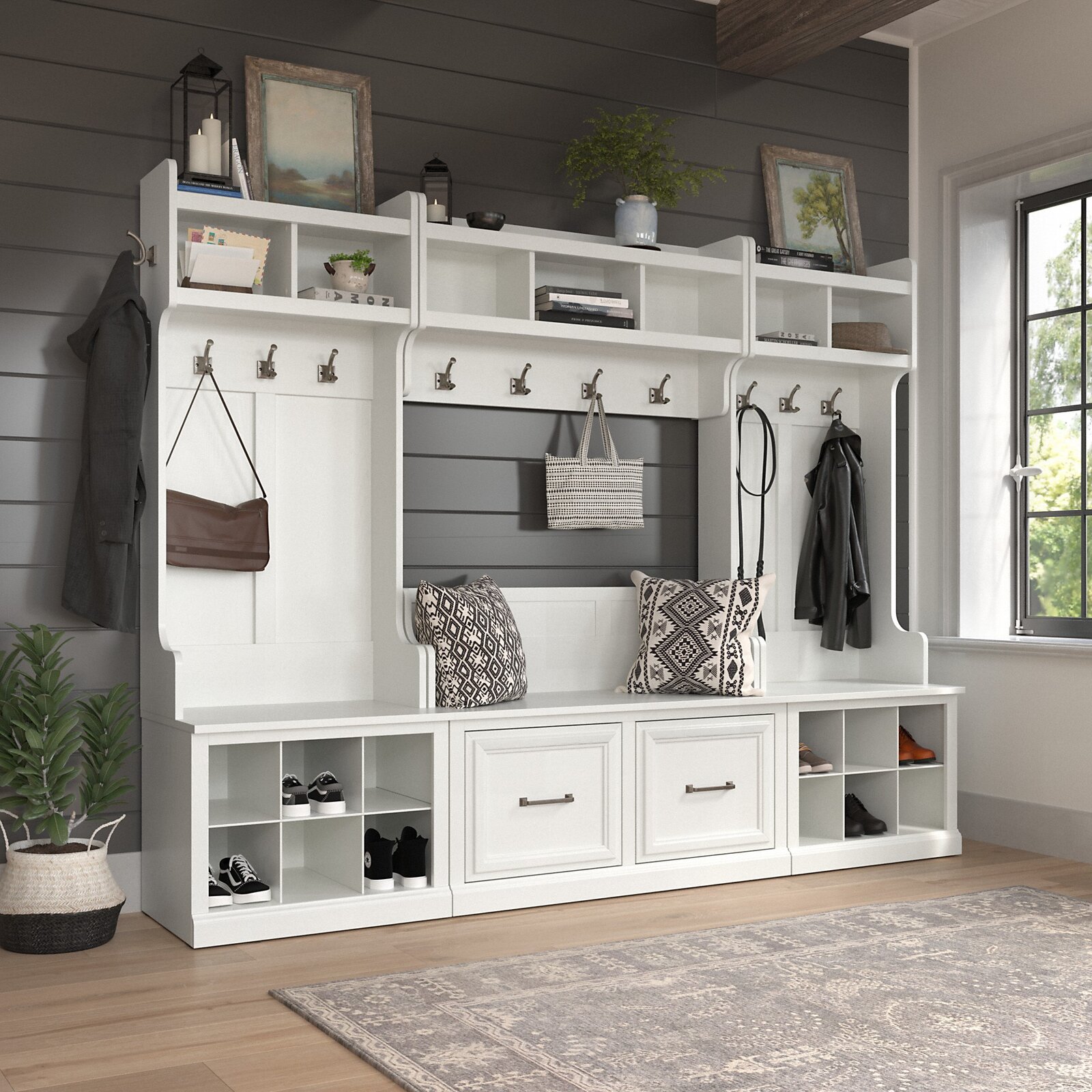 Woodland 88.23'' Wide Hall Tree with Bench and Shoe Storage