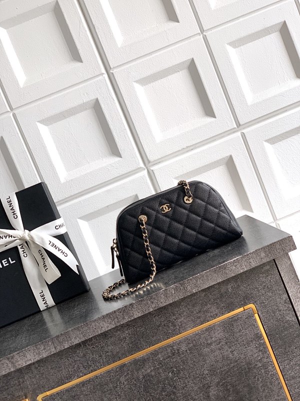 Chanel Caviar Black Chain Clutch