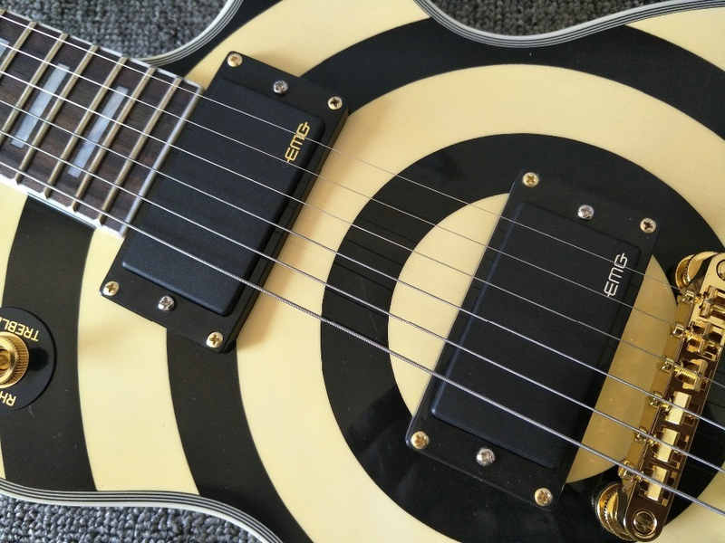 Zakk Wylde Bullseye Cream Electric Guitar China Active EMG Pickup 9V Battery Box