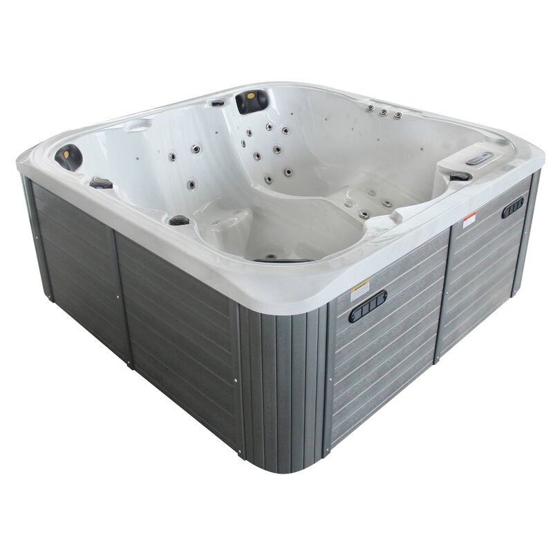 Person 54 - Jet Acrylic Square Hot Tub with Ozonator in Gray