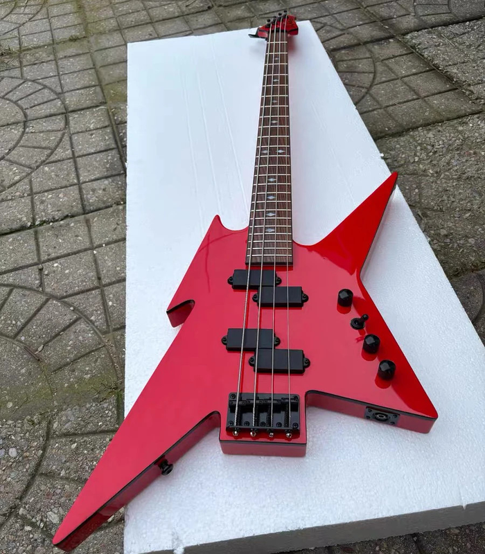 Unusual Shape 4 Strings Electric Bass Guitar Rosewood Fretboard Black Hardwares