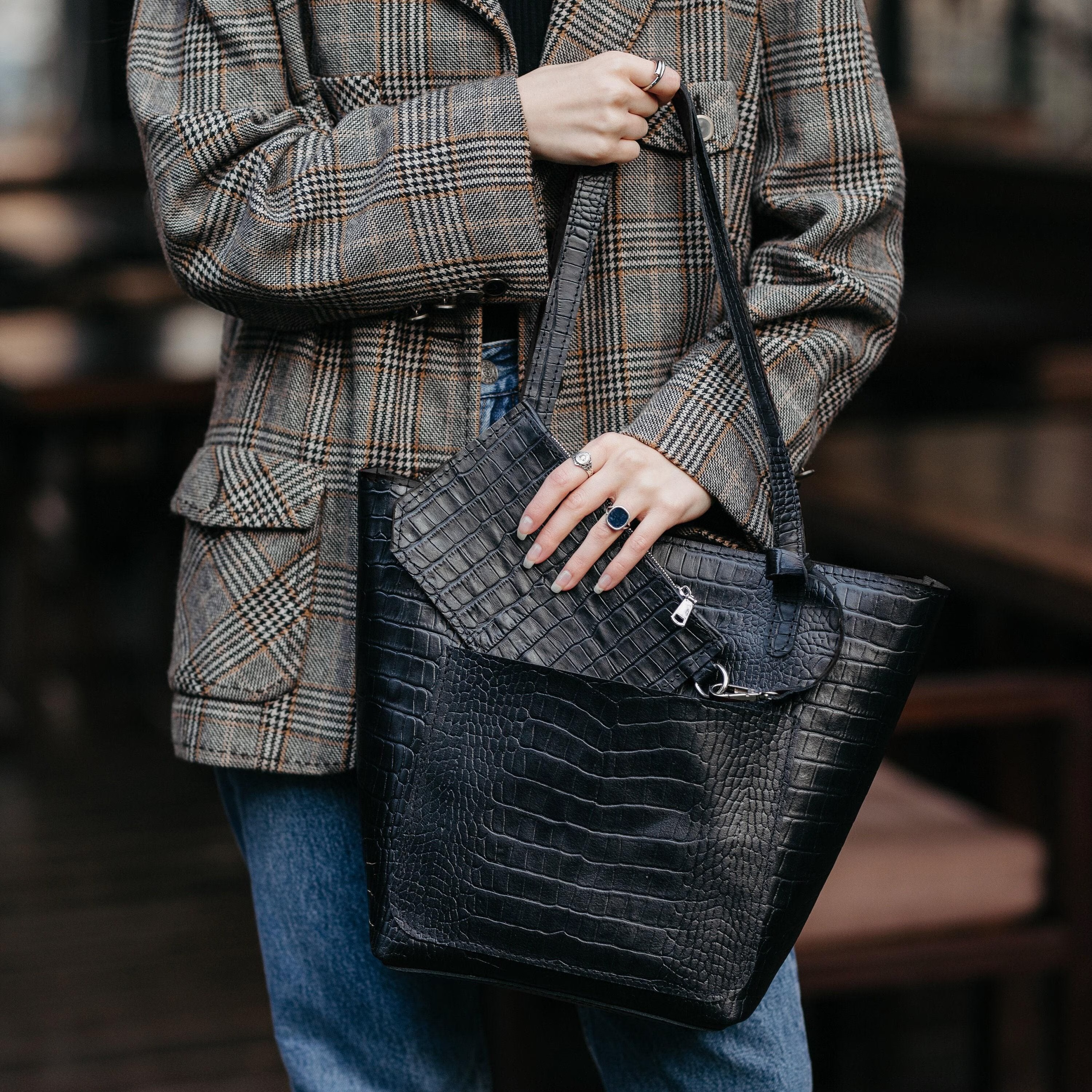 The Croc-Embossed Leather Tote Bag