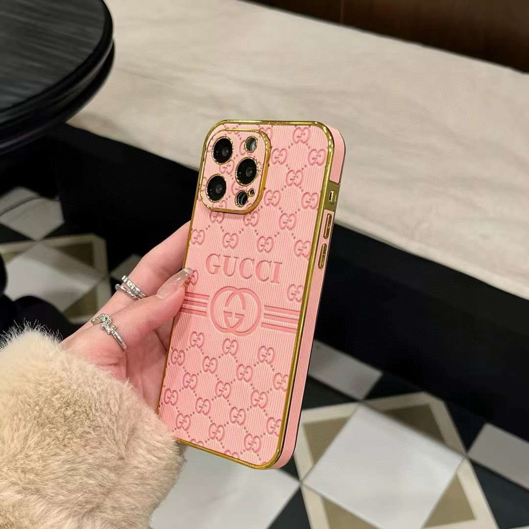 Gucci Electroplated Side Embossed Phone Case | Full Coverage Precision Cutout