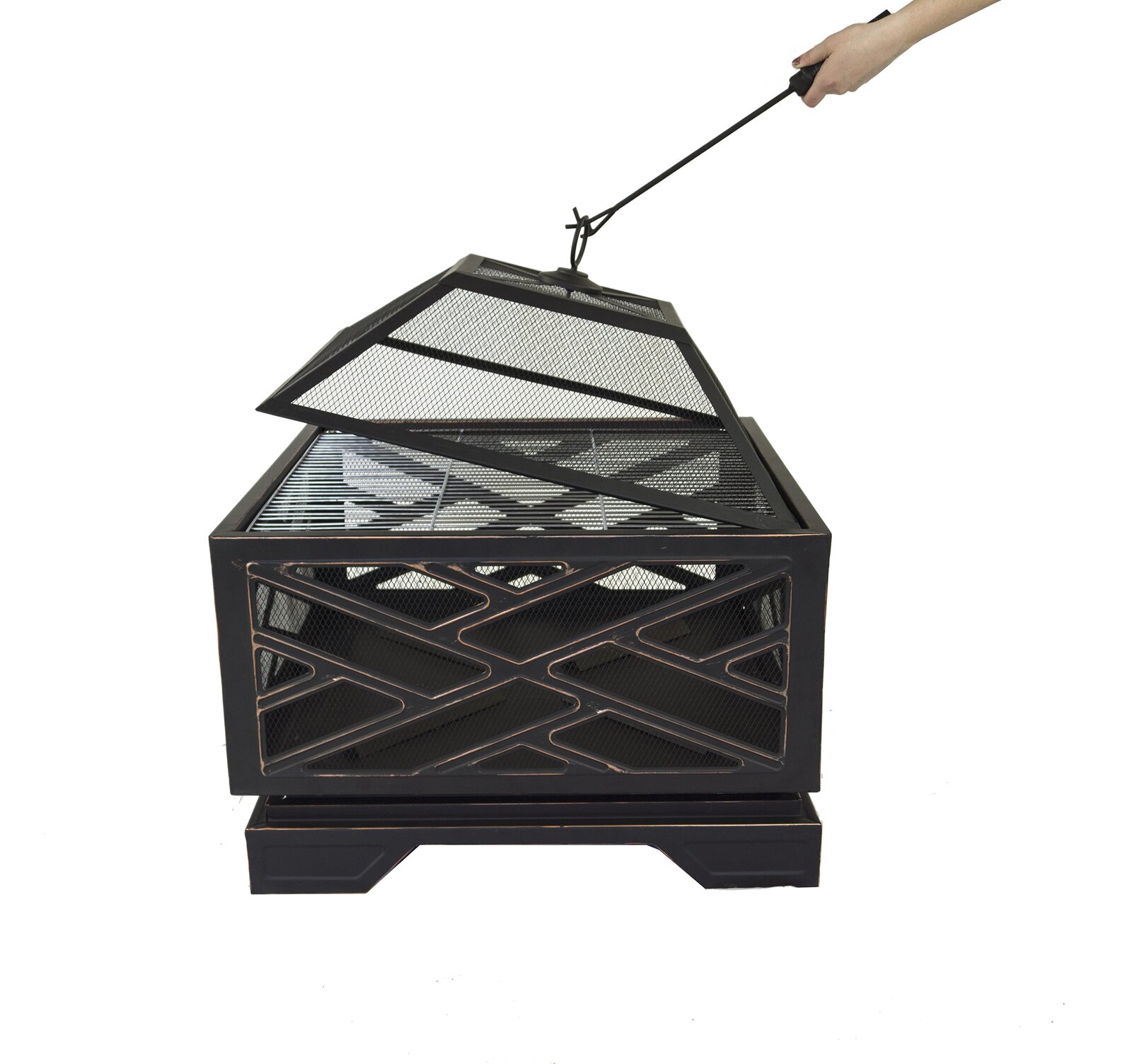 Telvin 26'' H x 26'' W Steel Wood Burning Fire Pit with Lid