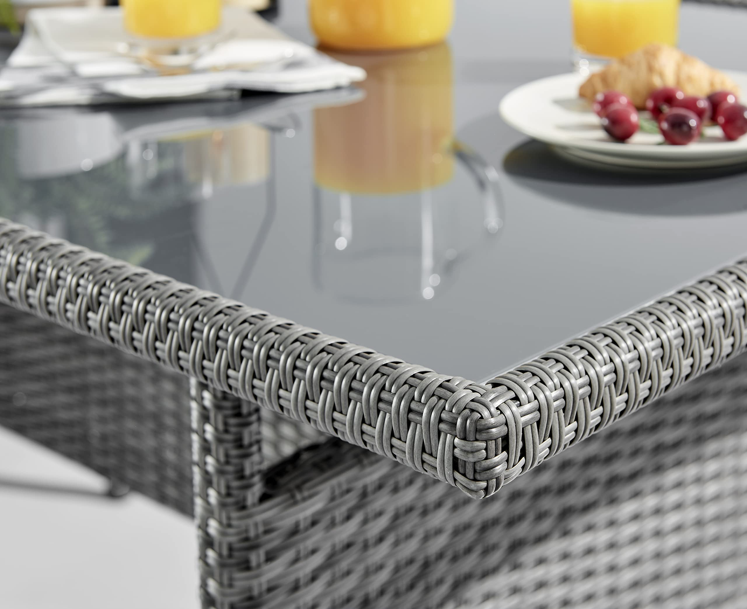 Sorrento Grey Rattan Garden Dining Set 8 Seat - Right Side Facing