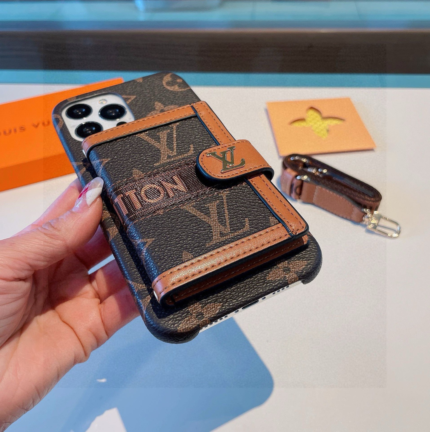 LV Webbing Crossbody Card Holder Phone Case