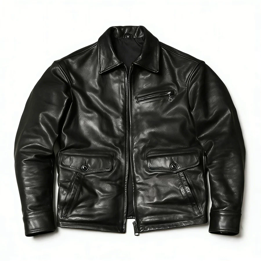 Retro old money wind goatskin jacket