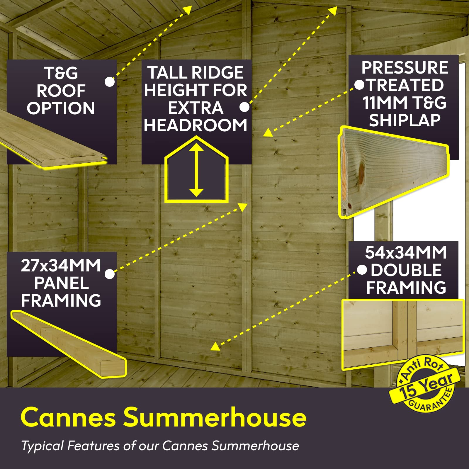 Wooden Summerhouse Garden Shed Wide Bi-fold Double French Doors